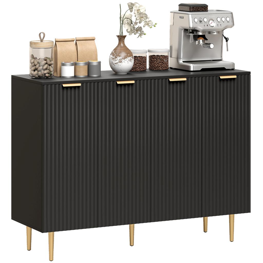 Sideboard Buffet Cabinet, Modern Kitchen Storage Cabinet with Adjustable Shelves and Metal Legs, Black