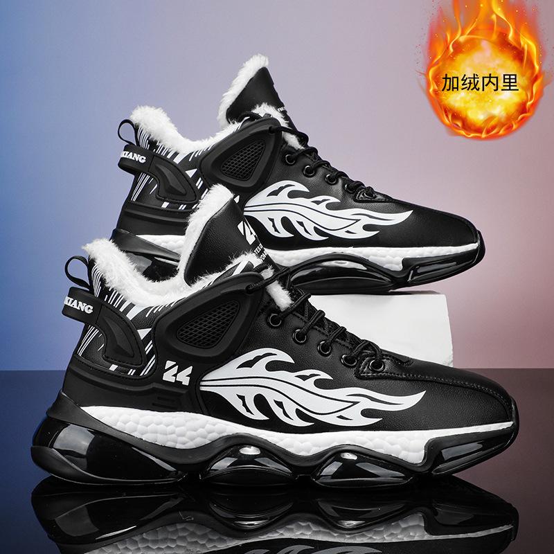 Autumn and Winter New Velvet Cotton Shoes High-top Trendy Sports Shoes Teen Student Dad Shoes Versatile Platform Casual Shoes