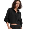 Women's Cropped Sweatshirt Loose Long Sleeve V Neck Hoodies Casual Hooded Pullover Crop Workout Top