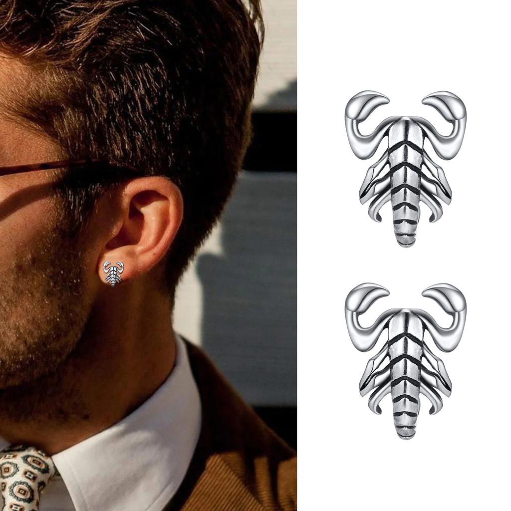 Pendientes de Tachuela de Escorpión Gótico para Hombres Niños, Pendiente Metálico de Insecto Rock Punk, Regalos de Joyería para Él Fiesta Calle Joyería de Halloween