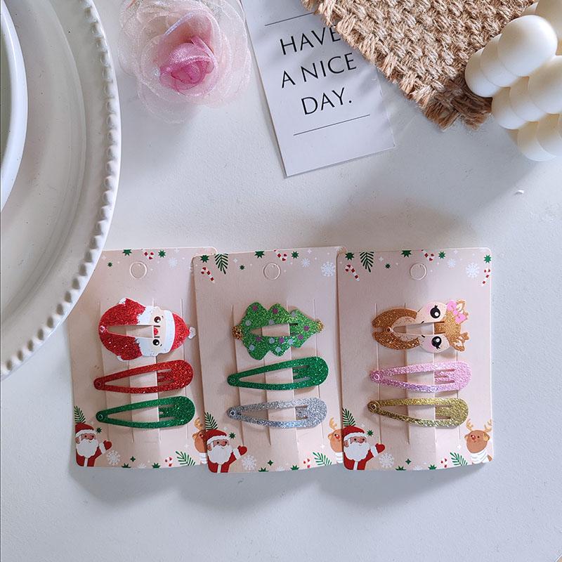 3pc Cute Christmas Santa Claus Glitter BB Hair Side Clips Hairpin for Girls Women Child Holiday Party Gift Hair Accessories