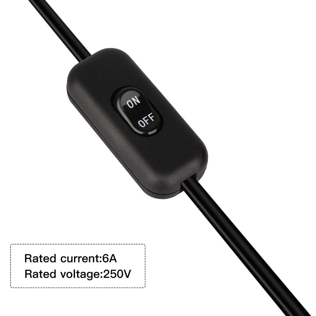 2pcs Inline Cord Button Switch In Line Cord Appliance Switch 6A 250V Lamp Cord Rocker Switch for Lamp On Off Switch