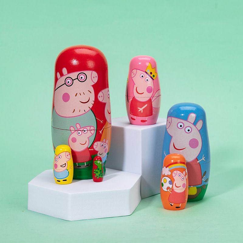 Niedliches Peppa Pig Matrjoschka-Puppenset mit 6 handbemalten Schichten