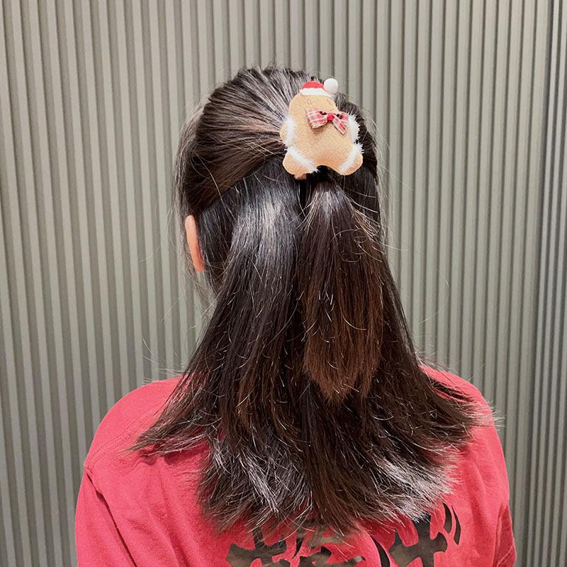 2024 Vánoční medvěd a perníček plyšová čelenka a sada gumiček do vlasů: Podzimní/zimní doplňky pro dívky