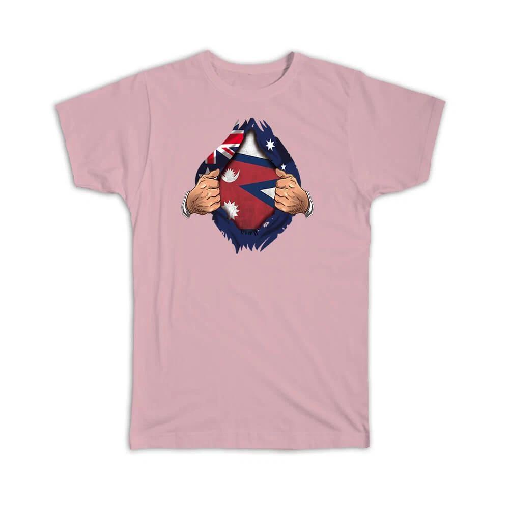 Gift T-Shirt : Nepal Australian Flag Chest Nepali S