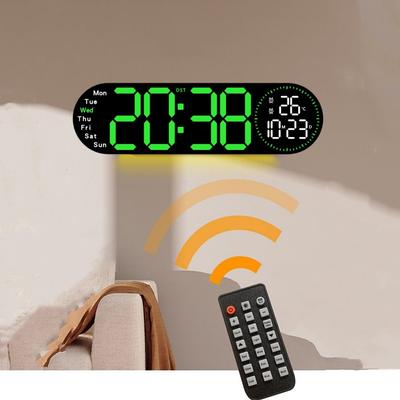 17 inç Büyük Dijital Duvar Saati Uzaktan Kumandalı Ruh Hali Işığı Çift Alarm Zamanlama Geri Sayım 12/24H Otomatik Kısılabilir DST LED Saat