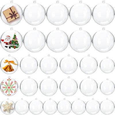 5Pcs 4/5/6/7/8Cm Transparent Open Plastic Christmas Decorations Ball Clear Bauble Ornament Gift Present Box Party Decoration