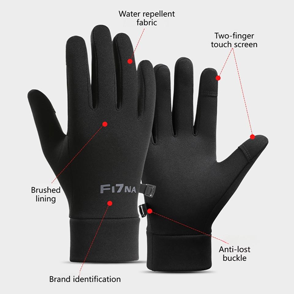 Loogdeel Winter Waterproof Cycling Gloves Thermal Warm Anti Slip Touch Screen Full Finger for Gym Fitness