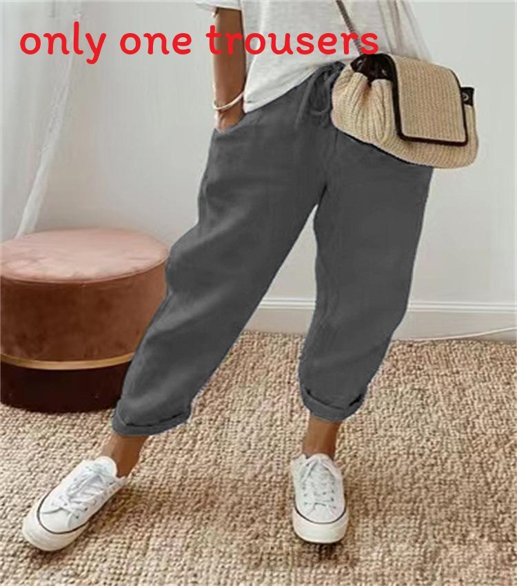 Cotton Casual Pants For Women With Pockets And Elastic Waist For Spring 2023