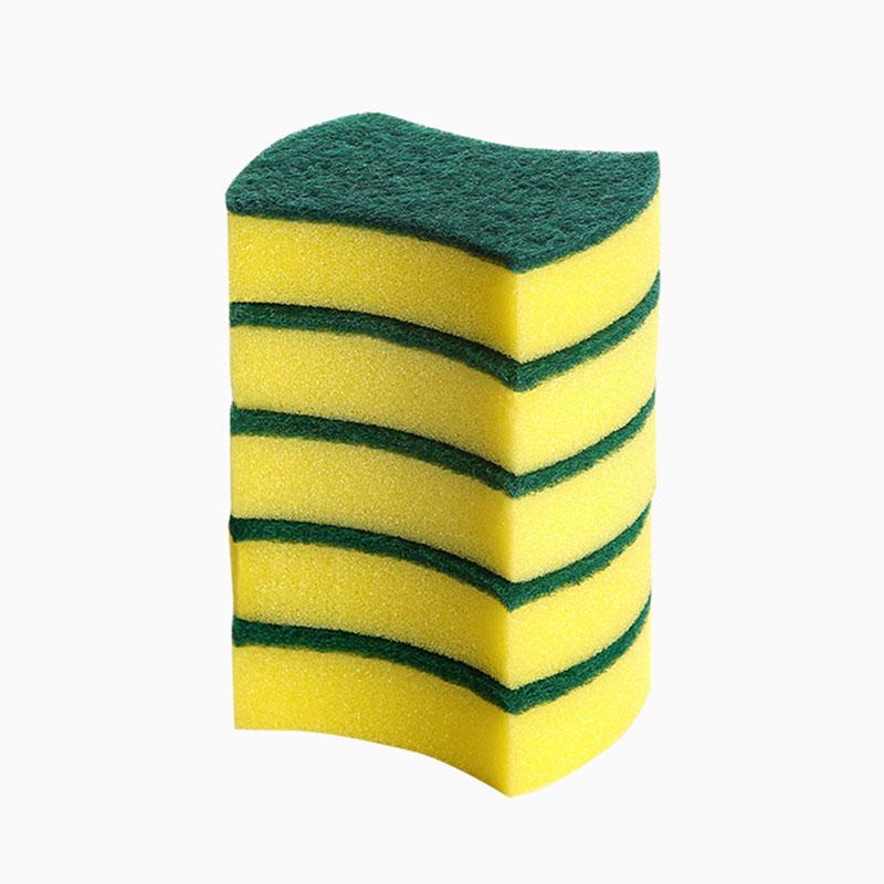 Double-Sided Kitchen Sponge Scrubber with Waist Shape, Multipurpose Dish Cleaning Pad for Tough Stains and Grime