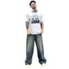 Mens High-Waisted Wide-Leg Straight Cut Denim Pants Water Washed Vintage Loose Fit Casual Trousers Fall 2026