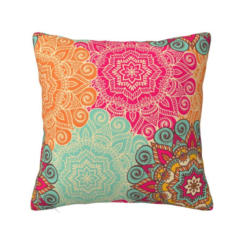 Custom Bohemia Ethnic Mandala Flower Cushion Cover 45x45 Cm Polyester Throw Pillow Case For Sofa Decoration Bedding Pillowcase