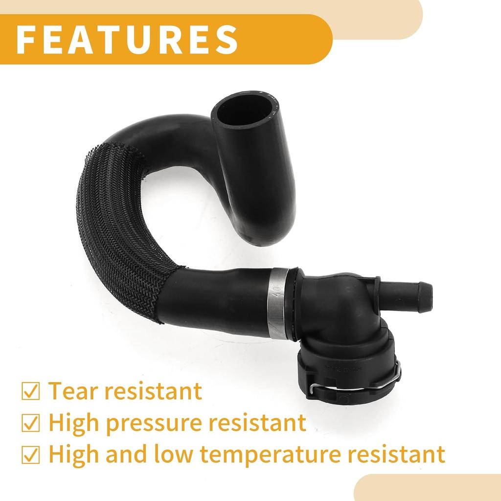 Radiator Hose No.CV618286YC Upper Radiator Cooling Fluid Hose for Ford Escape 2.0L 2013-2016 Rubber Black