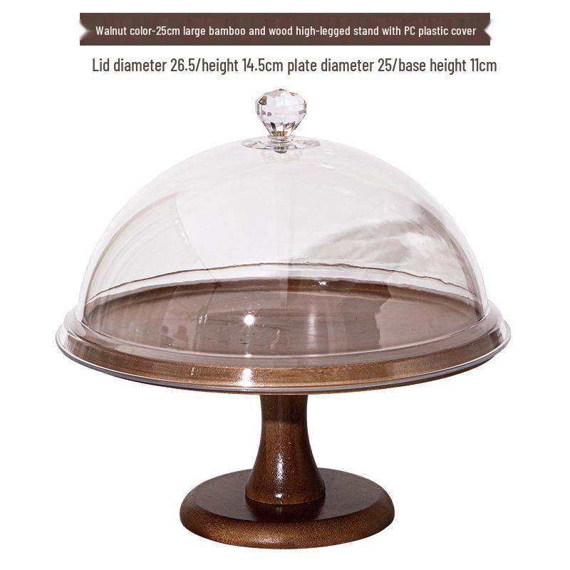 Round Dessert Tray with Transparent Lid - Fruit Tasting Display Cover