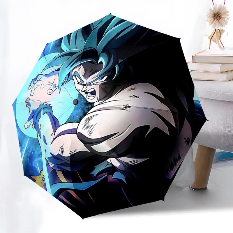 

1pc Dragon Ball Z Goku Super Saiyan Blue Automatic Folding Umbrella - Portable 3-Fold Design, 8-Bone Iron Frame Outdoor Umbrella, Perfect Gift for Fan