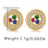 Copper Plated 18k Gold Colored Zircon Small Delicate Round Geometric Stud Earrings