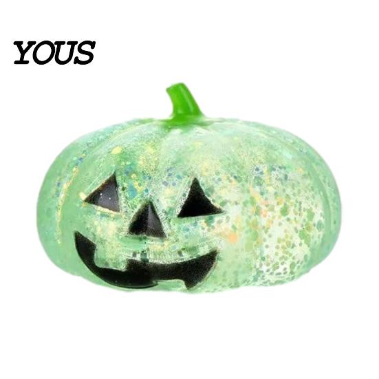 Kürbis Stressball Halloween Entspannungsspielzeug, Gruseliger Kopf Knet-Reliever Klar Glitzer Zuckerball, Partygeschenke Tragbar