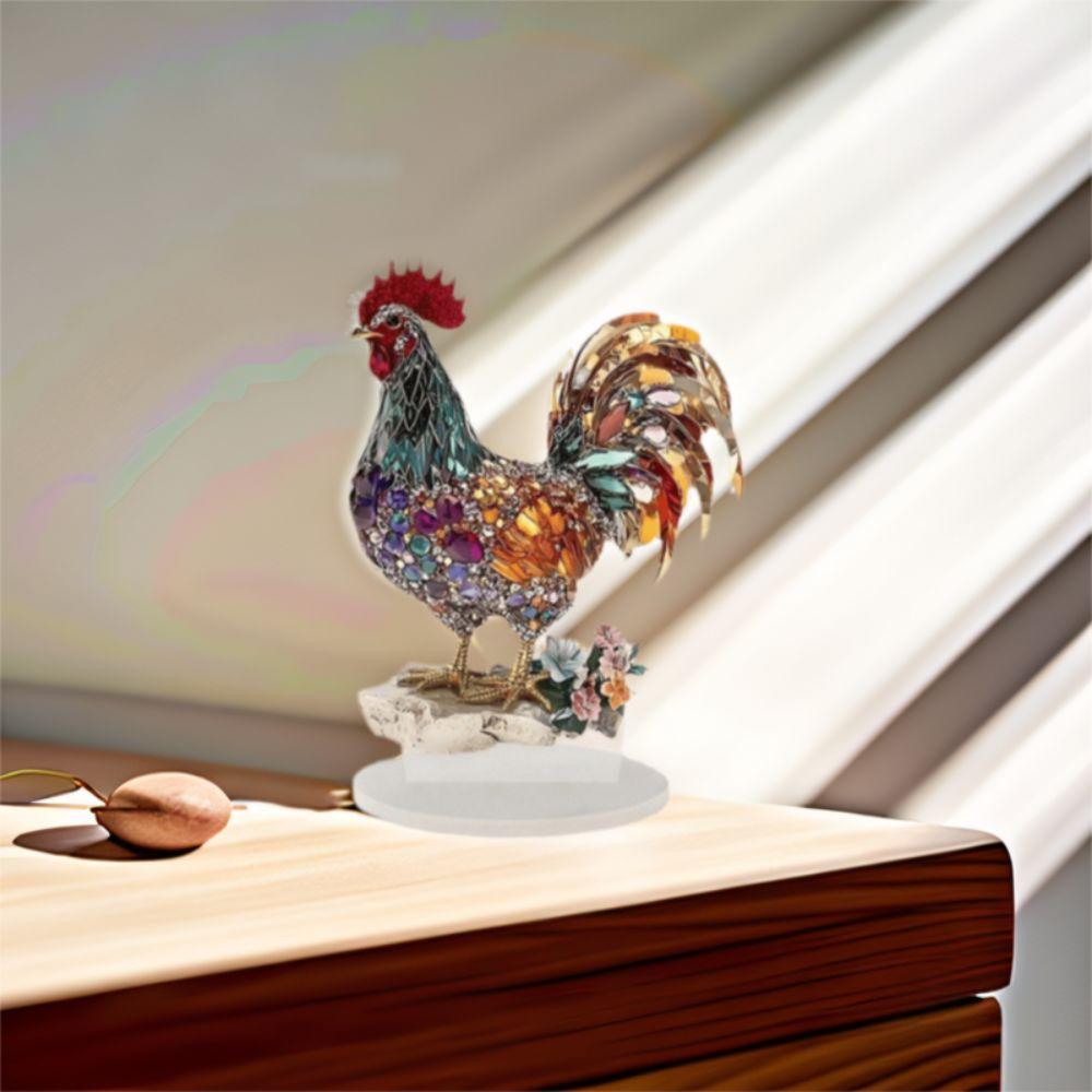 Creative Rooster Ornament 2D Flat Miniatures Figurine Sculpture Animal Statue Ornament  Living Room