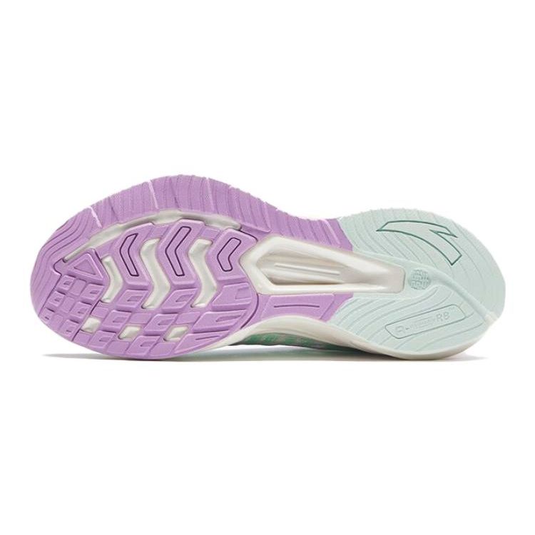 Anta Kids Round Toe Lace-Up Comfortable Shock Absorbing Durable Low-Top Running Shoes Kids Running Shoes White Green Purple T22335597R-2