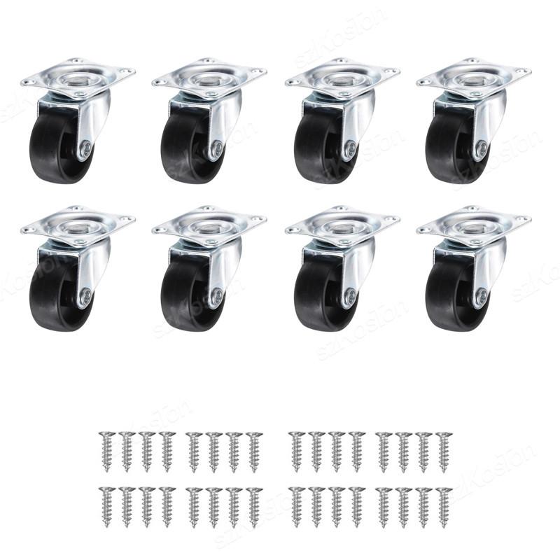 8/1/1Pcs 1/1.11/1.1/1inch PVC Furniture Caster Wear Resistant Mute Universal Heavy Trolley Wheels 161 Degrees Swivel Castor