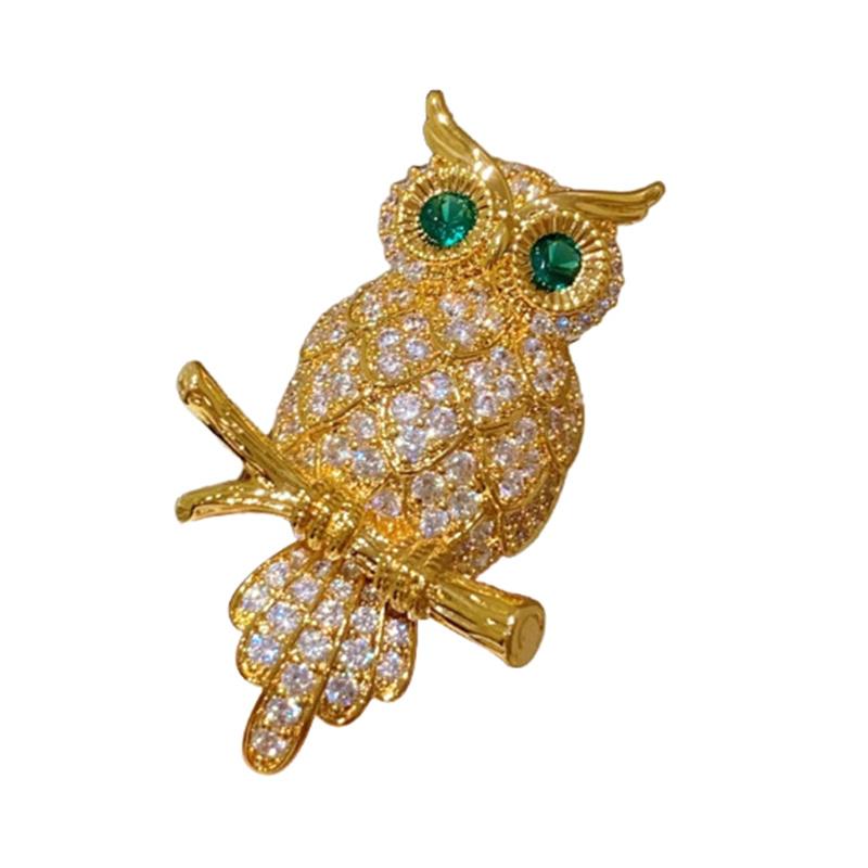 

.Fashion Exquisite Owl Brooch Vintage Temperament Sparkling Diamond Animal Pins For Women Men Clothes Accessories Jewelry Gifts