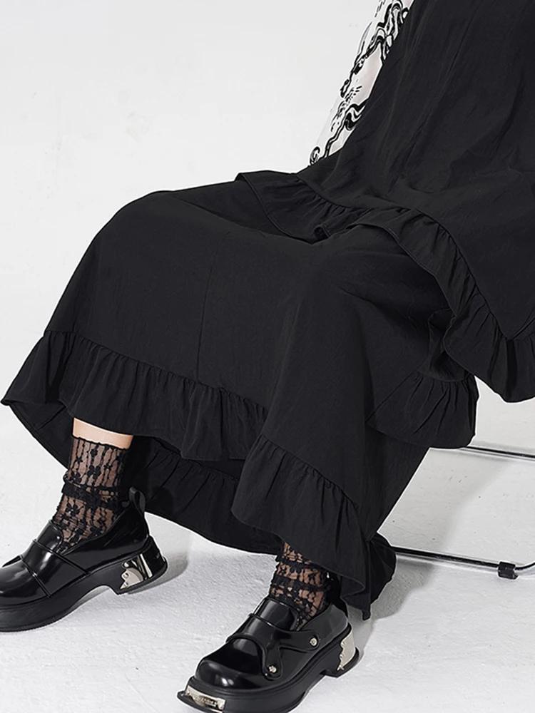 Xitao Loose Patchwork Ruffles Sling Dress Temperament Casual Women HQQ2317