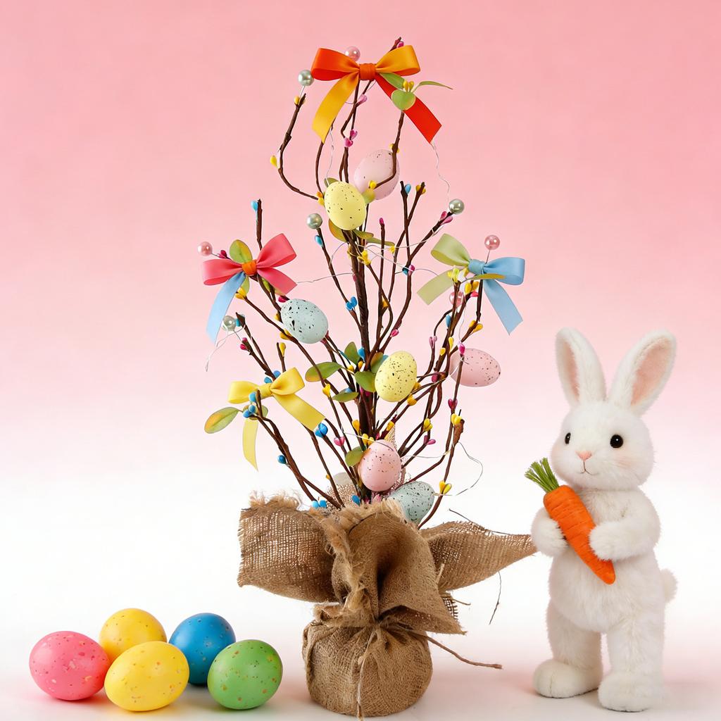 Easter Egg Display Piece - Realistic Potted Egg With Light Decoration