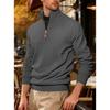 Men's Twill Jacquard Ribbed Half Zip Sweatshirt, Long Sleeve Stand Collar Sport Casual Trendy Pullover Hoodie for Autumn Winter