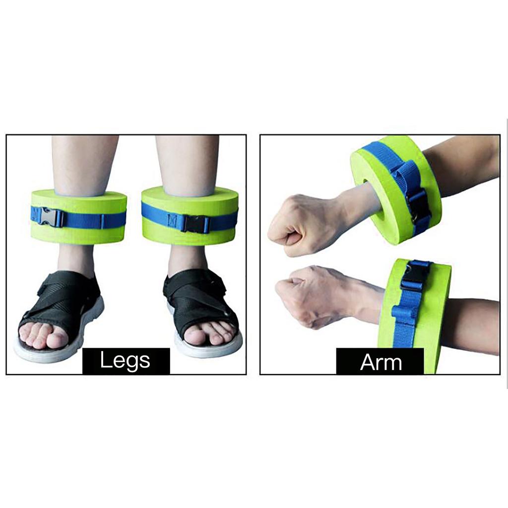 Swim Cuff Green Thicken Ankles Arms Float Swimming Cuff with Buckle for Swim Fitness Training