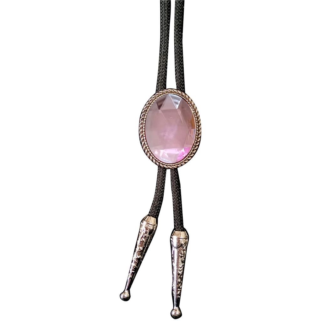Elegant Bolo Tie with Diamond Stone Pendant Carved Necktie Western Necklace Cool Bolo Tie Western Cowboy Costume