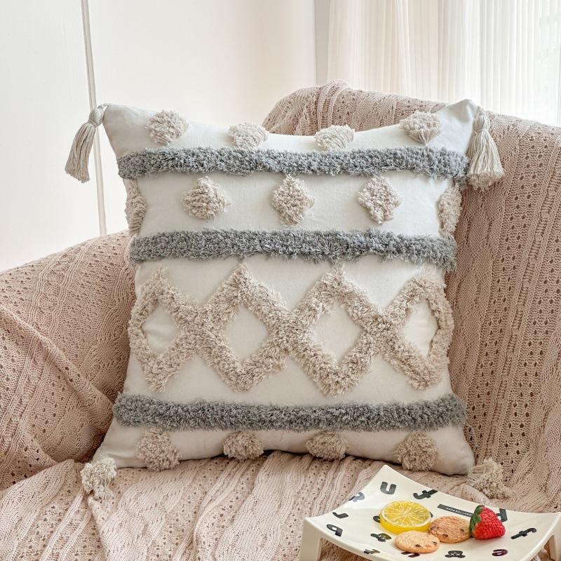 45x45cm Bohemian Canvas Throw Pillow Cover Cojines Tufted Living Room Decor Bedroom Headboard Cushion Covers Sofa Pillowcase
