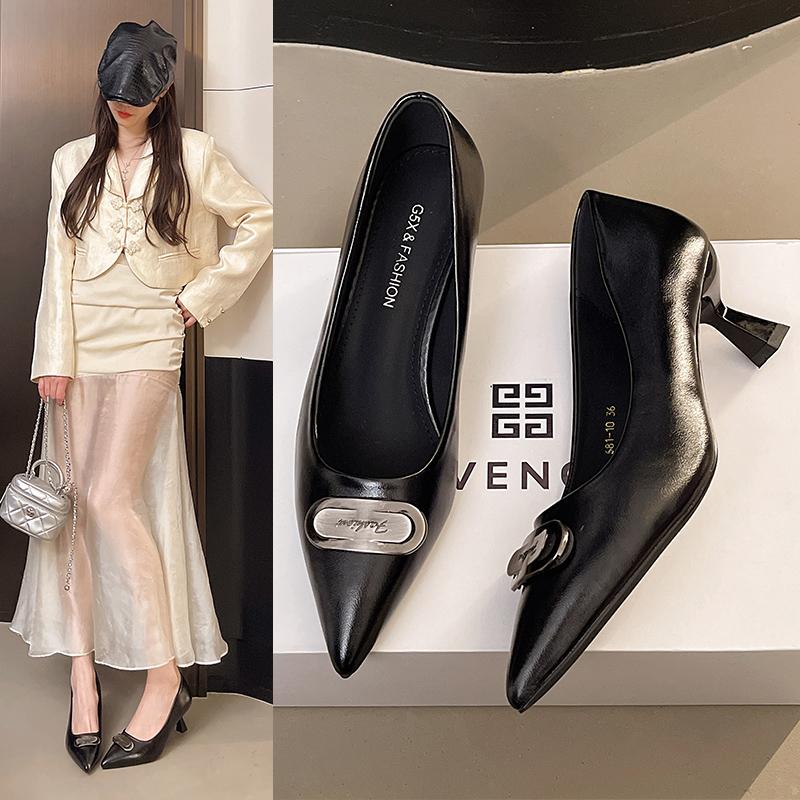 Fashion Low Heel Slip On Women Mary Jane Shoes Fashion Shallow Pointed Toe Shoes Outdoor Party Dress Ladies Shoes