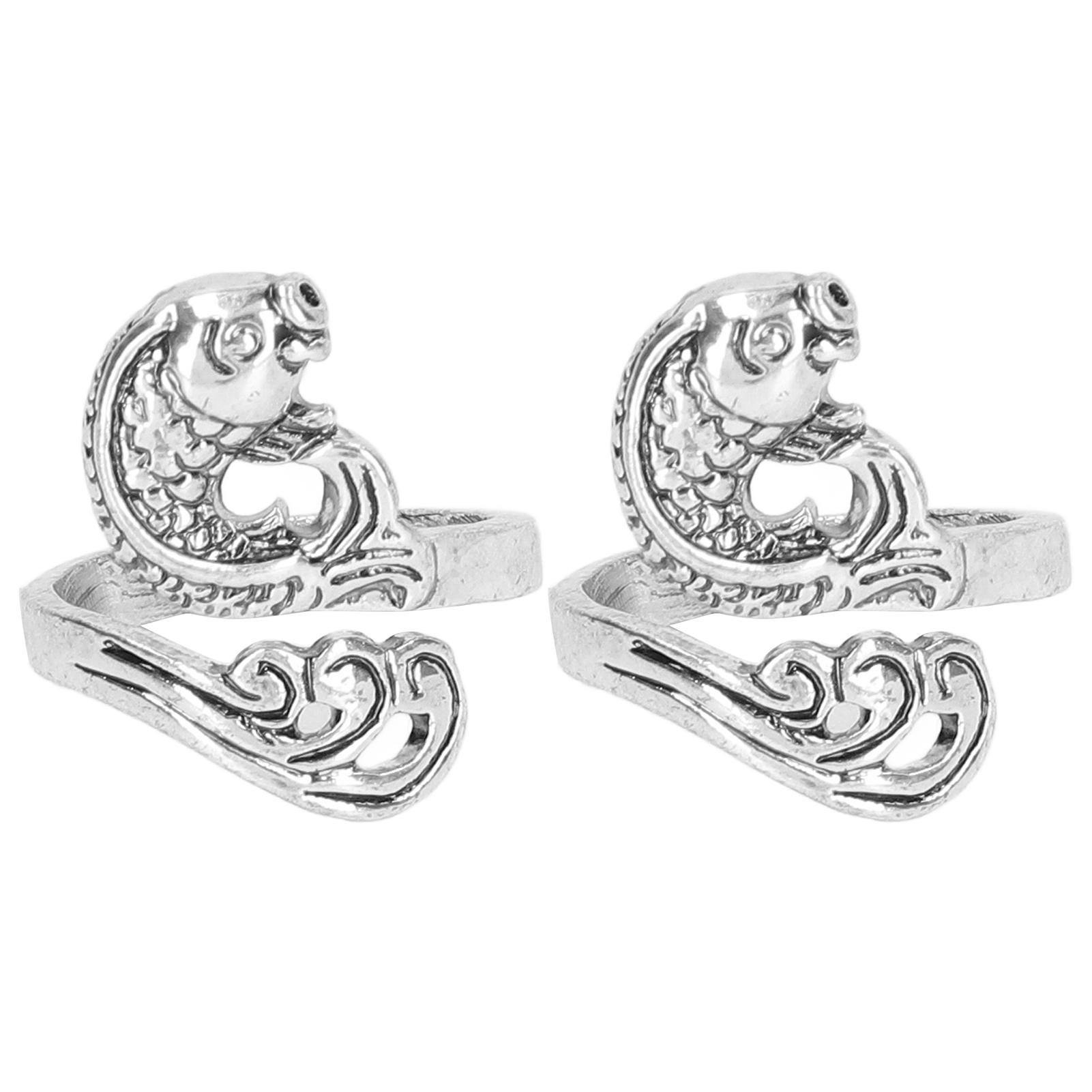 

2 шт. Кольцо в виде карпа кои, размер регулируется, изысканное ретро-кольцо из нержавеющей стали для мужчин и мальчиков