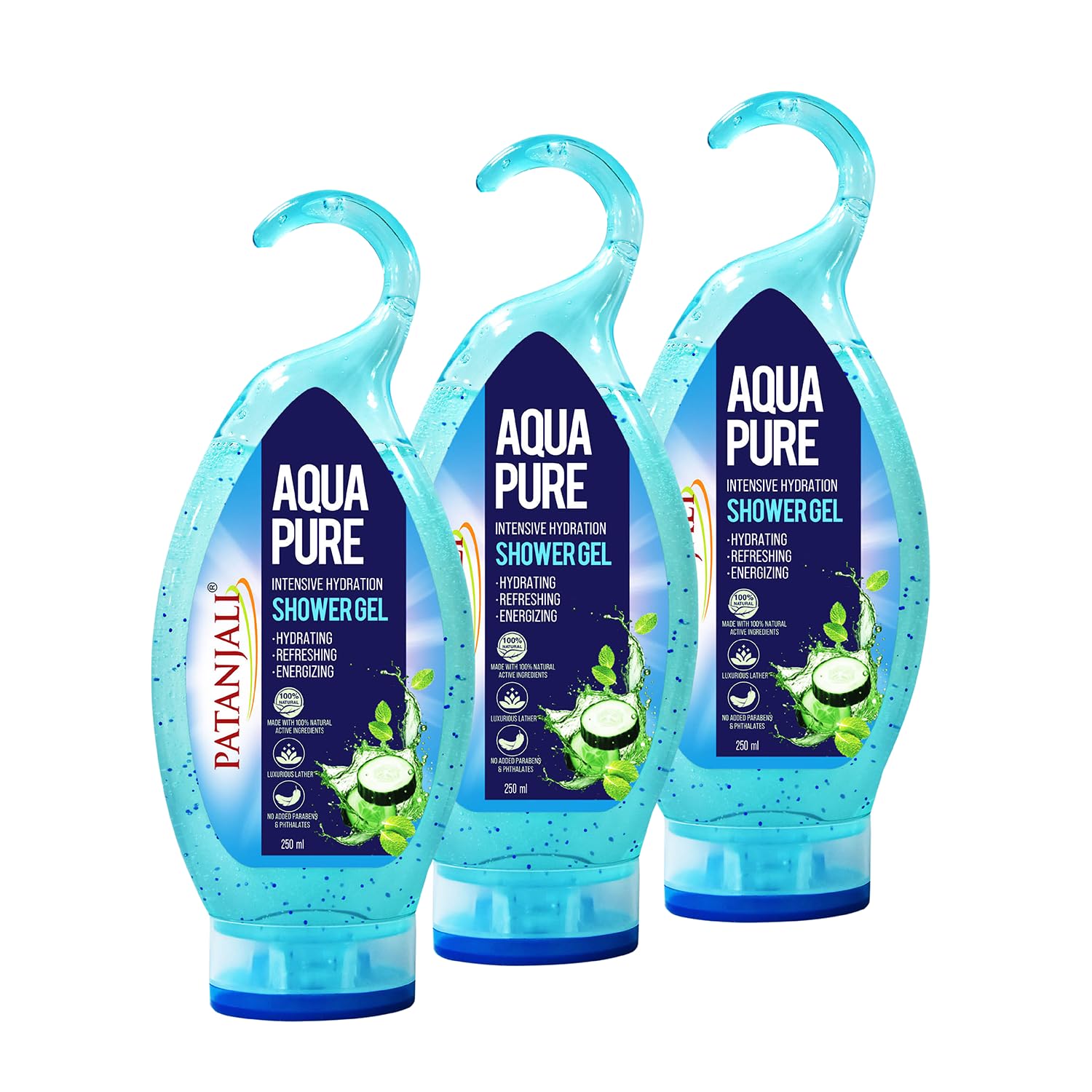 

Patanjali Aqua Pure Shower Gel 250ml X Pack of 3 – Hydrating Body Wash for Refreshing Cleanse and Soft Skin