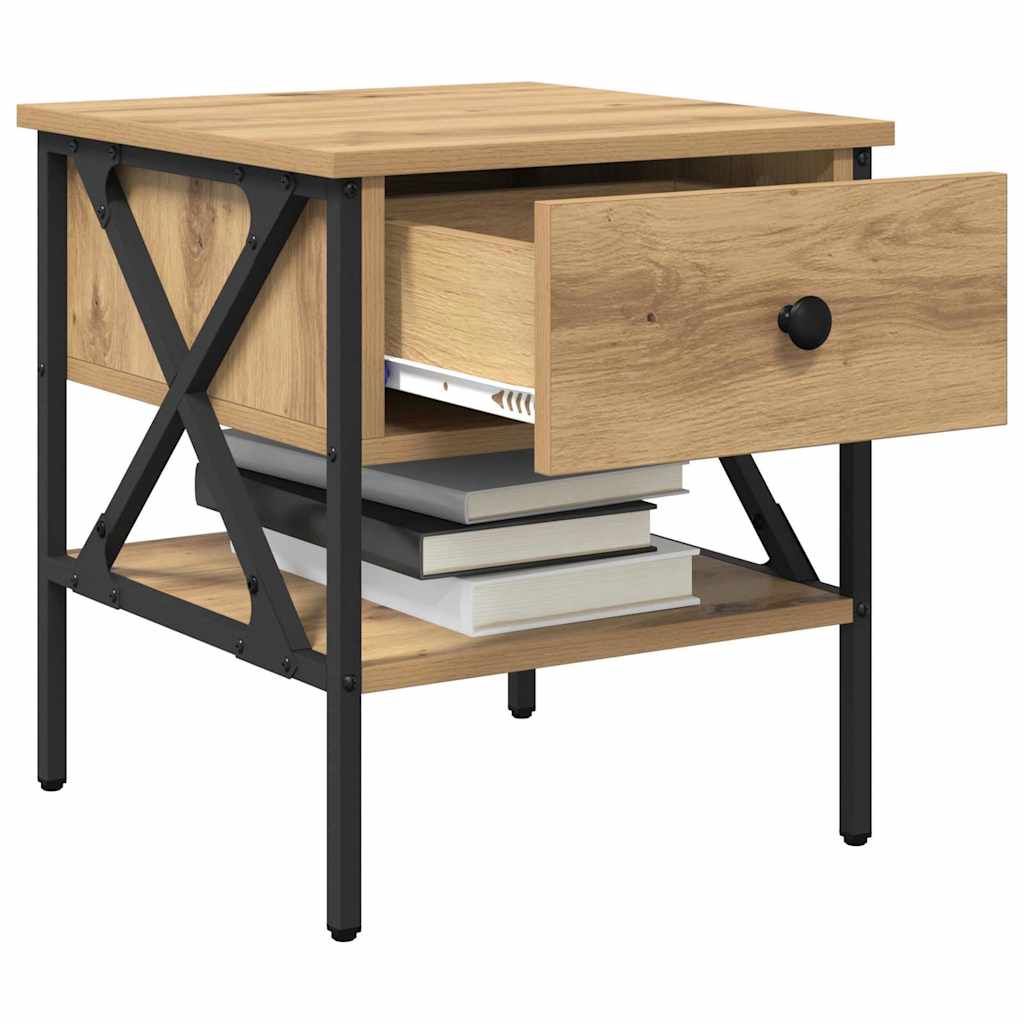 Nightstand Artisan Oak 40 X 42 X 45 Cm Plywood and Metal