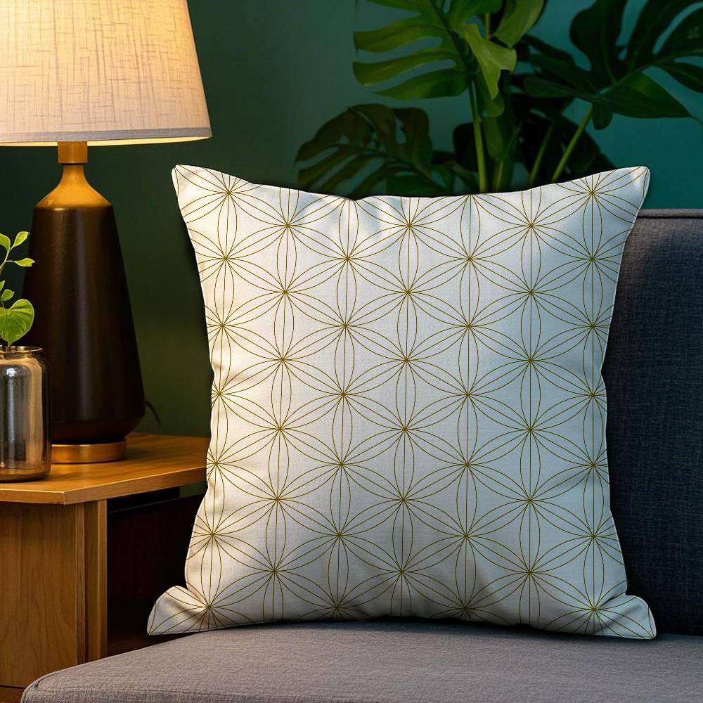 Japanese Golden Lines Pillowcase Living Room Sofa Chair Cushion Cover Home Room Decoration Without Pillow Core