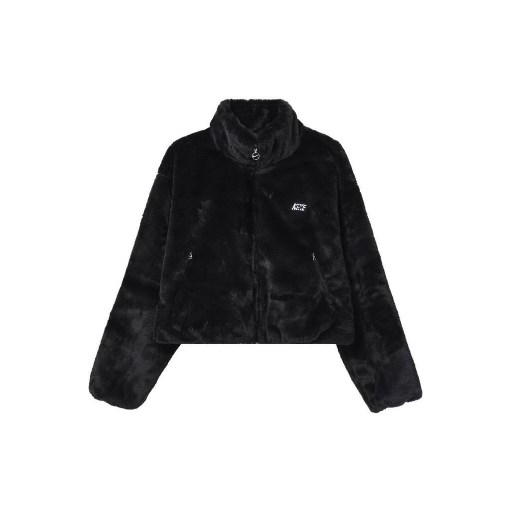 Nike Large Logo Print Zip-Up Stand Collar Jacket Women Jacket Black DV5140-010