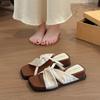 Retro simple with women's heel square head new outer wear 2025 slippers summer low-toe sandals cross