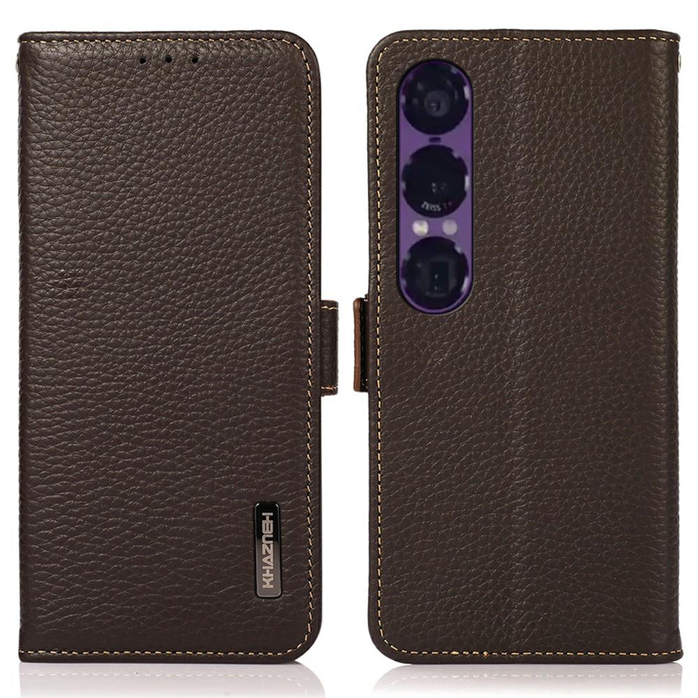 

KHAZNEH for Sony Xperia 1 VII Phone Case Genuine Cow Leather Cover RFID Blocking B
