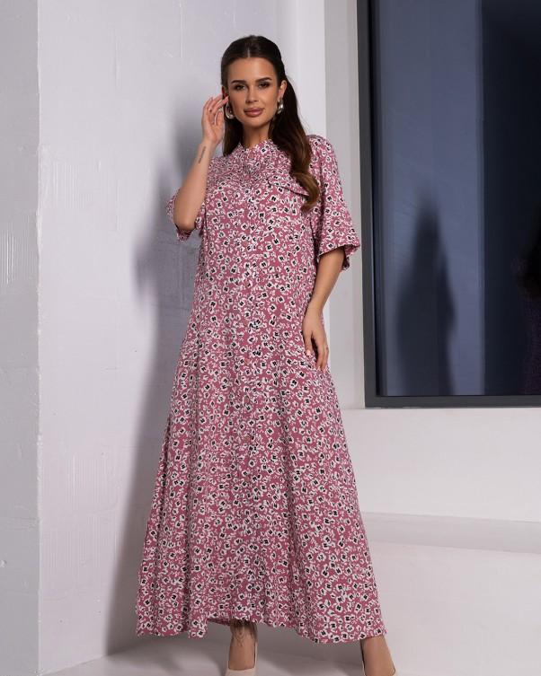 Cotton Long Shirt Dress with ISSA PLUS Print
