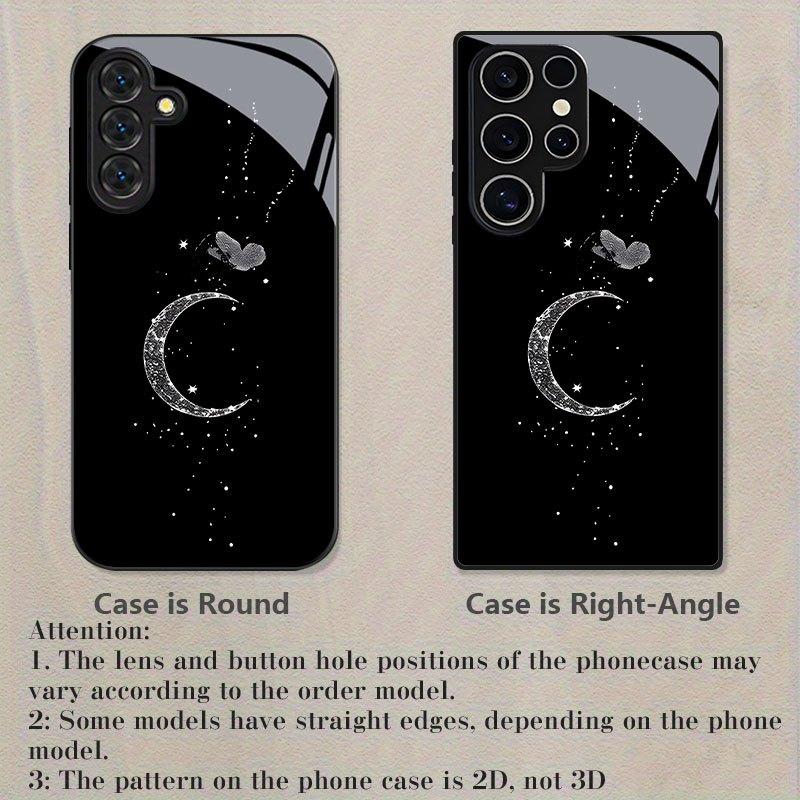Moon, Butterfly and Star Pattern Electroplated Glass Phone Case for Samsung Galaxy S26 S25 S24 S23 S22 FE Ultra Plus anti Cover