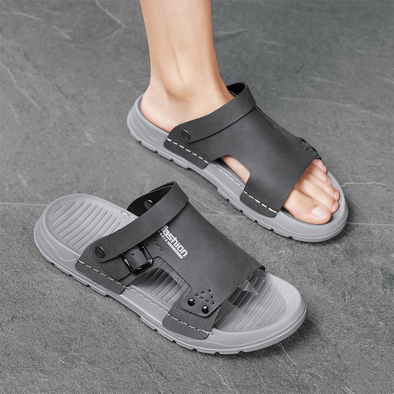 High-End Men's Sandals New Summer Outdoor Wear-Resistant Anti-Slip Soft Bot Two-Purpose Slip-On Oes Breathable PVC