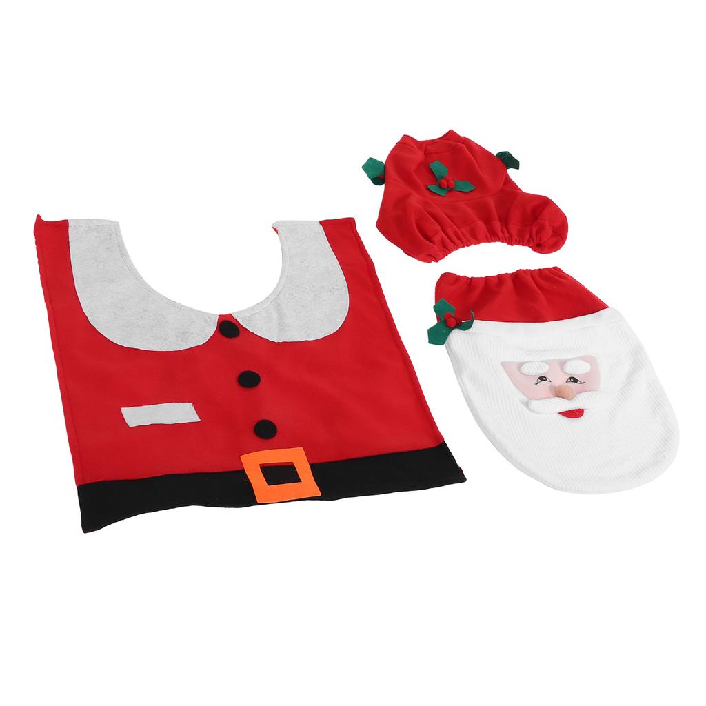 Christmas Toilet Seats Cover Bathroom Mat Decor Toilet Cover Rug Set Home Decoration