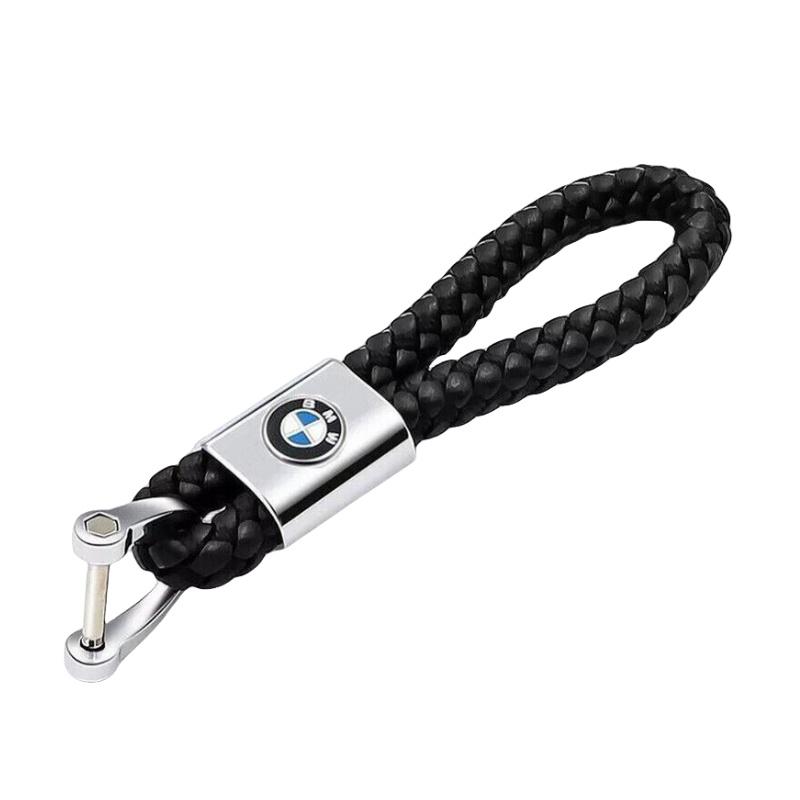 

Плетеный кожаный брелок для ключей автомобиля с логотипом, металлический держатель для ключей, аксессуары для украшения сумки чёрный