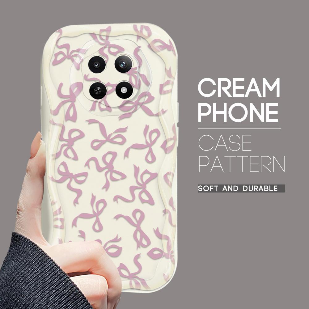 Carcasă cu textura cremă cu model de desene animate, cu margine ondulată, husă din silicon moale pentru telefon pentru OPPO Reno Realme OnePlus Vivo