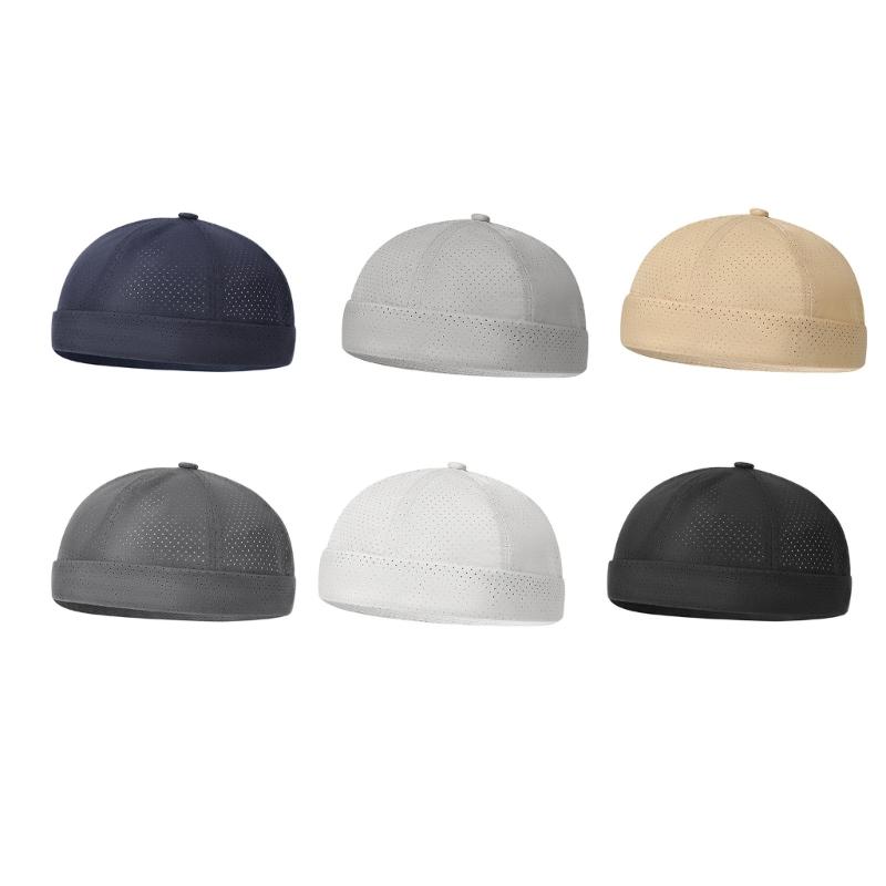 Lightweight Quick Dry Polyester Beanies With Adjustable Strap Casual Brimless Hat For Running Gym Daily Use
