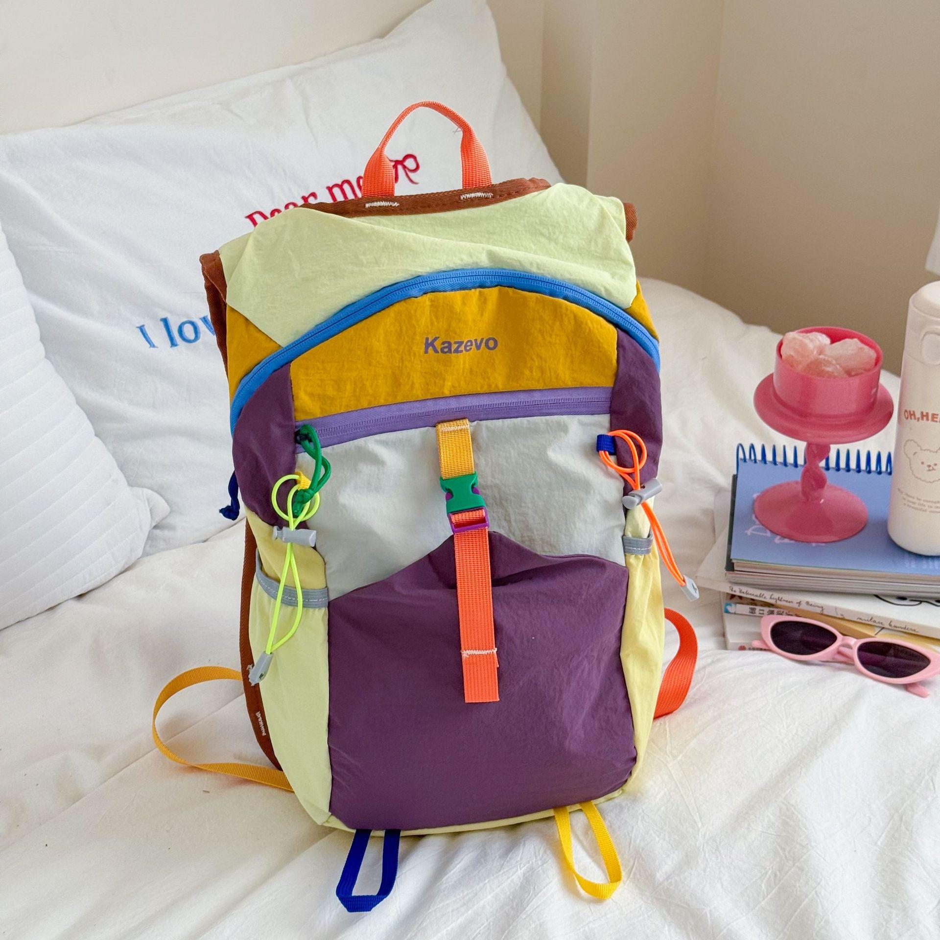 

Leisure Sports Boys And Girls Backpack Large Capacity Going Out Mountaineering Travel Backpack Foreign Style Contrasting Color Primary School Bag