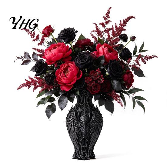 Creative Gift for Art Lovers 3D Printed Black Bird Vase, Gothic Flower Decorative Holder Compact Table Vase Dried Flowers, Retro Fantasy Ornament