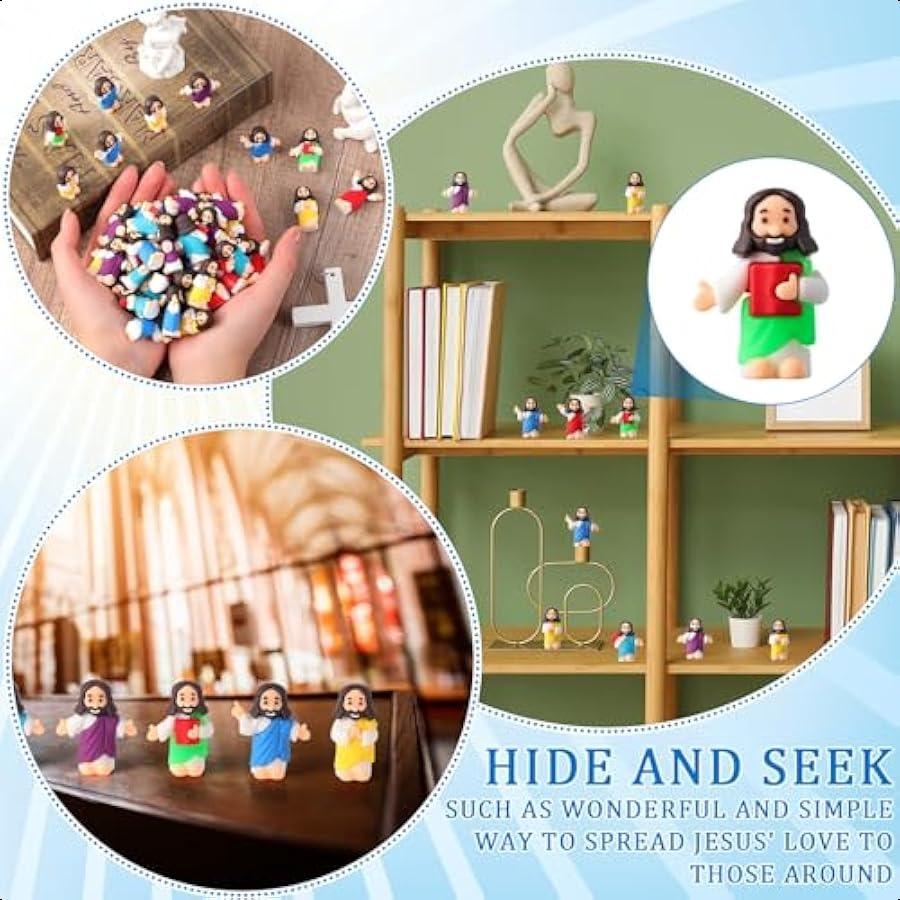 Little Jesus Figures Mini Figurines to Hide Small Rubber Jesus Toys 6 Styles Little Jesus Figures to Hide and Seek for Religiou