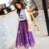 Vestiti estivi per bambina Gonna per bambina Filo a rete Versione coreana Gonna media e lunga Gonna a vita per bambini di media e maggiore età Filo a rete a stelle 2022 nuovo